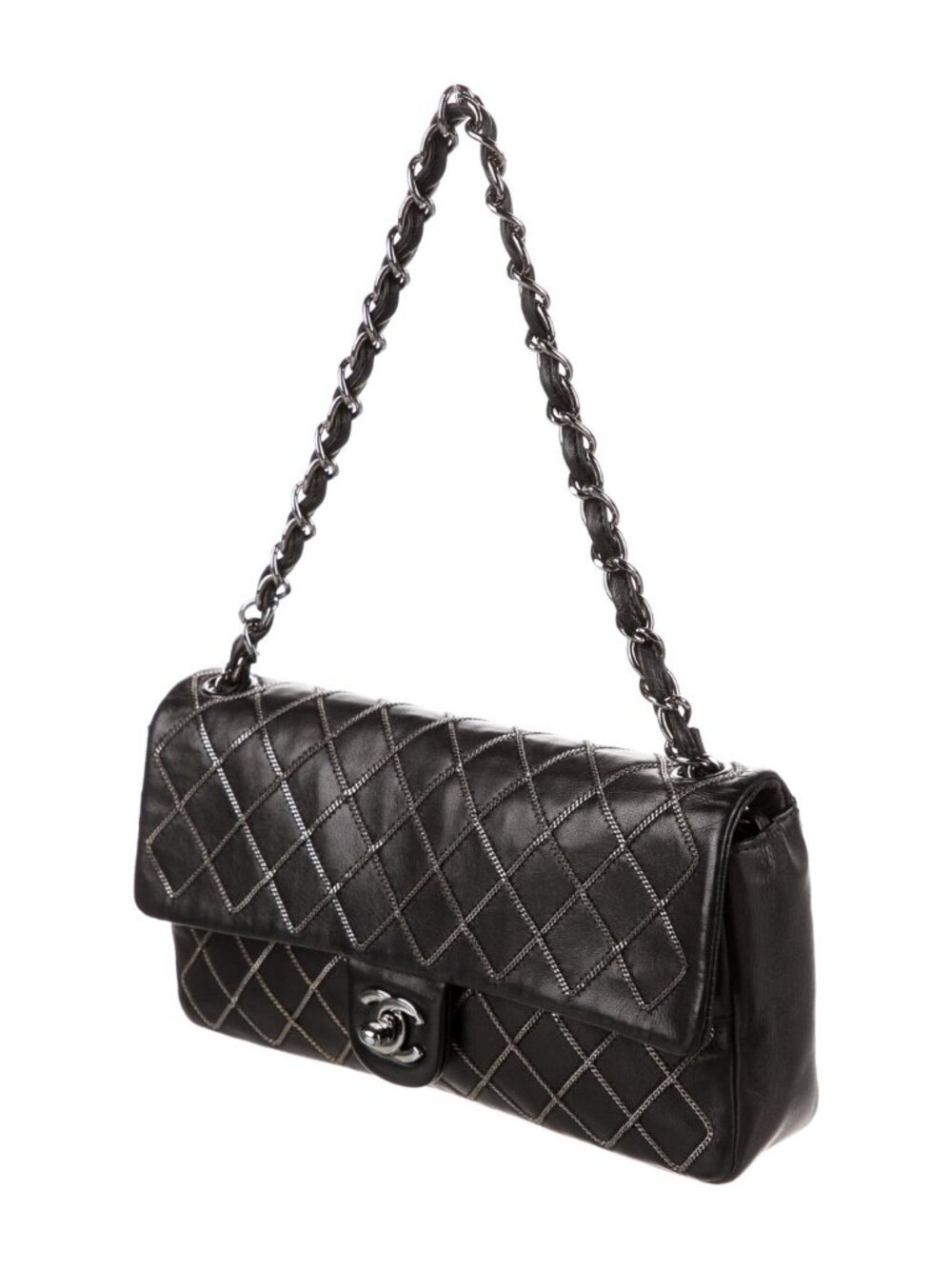 Chanel Chain Stitch Lamb East West Shoulder bag (RARE)